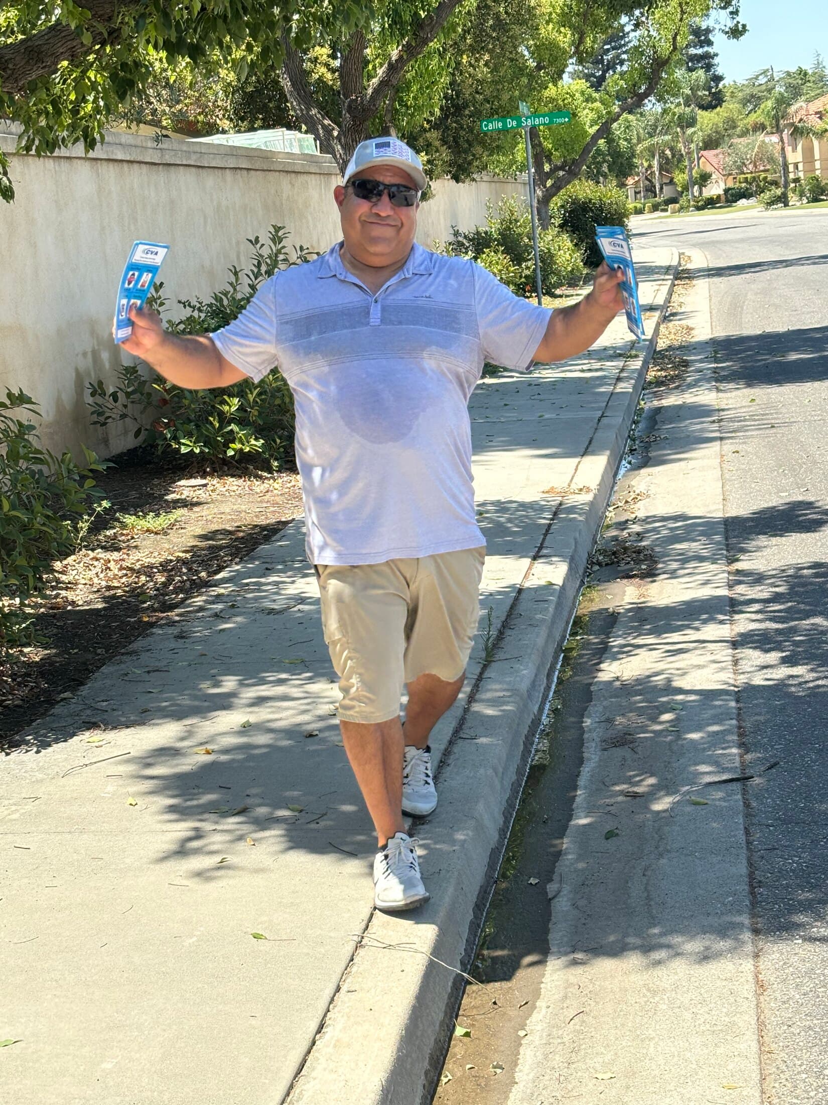 Joe’ll Chaidez out in the Central Valley, flyers in hand