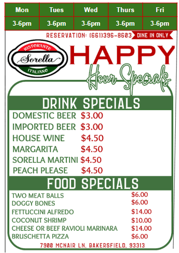 Sorella Ristorante Italiano happy hour